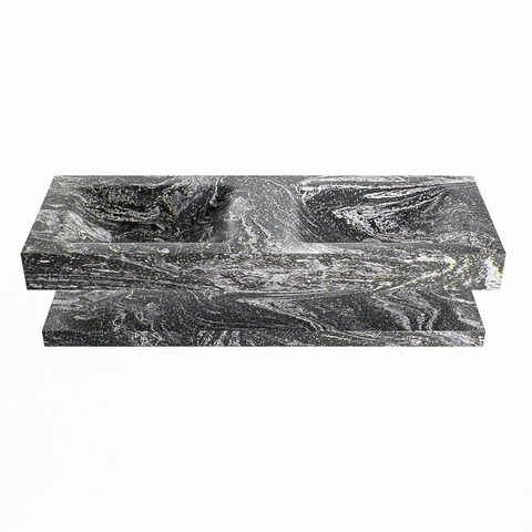 Mondiaz ALAN-DLUX Ensemble de meuble - 130cm - meuble Lava mat - 0 tiroirs - Lavabo Cloud Lava suspendu - vasque Gauche et droite - 0 trous de robinet SW809226