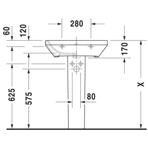 Duravit Durastyle Wastafel - 60x44cm - met 1 kraangat - met overloop - wit SW54087
