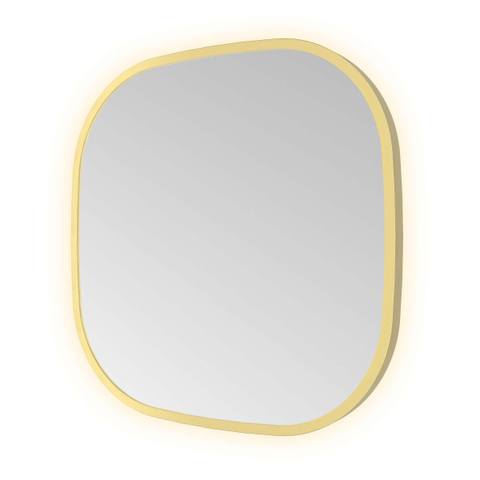 Hotbath &MORE Spiegel in aluminium frame / contour - 40x40cm - inclusief indirect LED - color changing - dimbaar - dottless - met afstandsbediening - PVD - geborsteld messing goud SW1246841