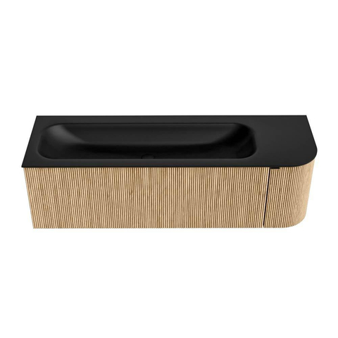 MONDIAZ KURVE Meuble de salle de bains 145cm avec module 25 R couleur Oak avec 1 tiroir et 1 porte. Lavabo BIG LARGE gauche 2 trous de robinet Urban. SW1138507