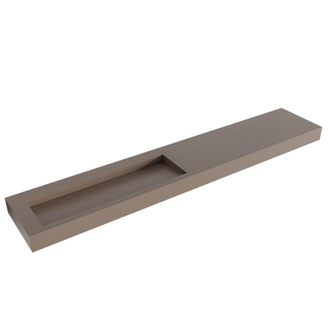 Mondiaz AVON wastafel - 250x46x12cm - wasbak links - zonder kraangat - smoke (antraciet) SW438646