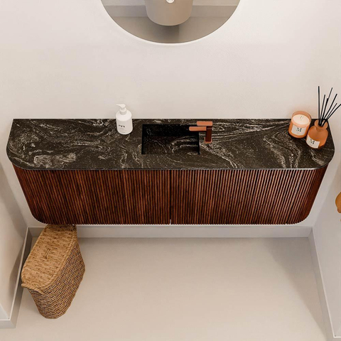 Mondiaz JOYA-DLUX 123.2cm toiletmeubel - ronding links en rechts kleur Ruby - Wastafel FAYE positie Midden 1 kraangat kleur Lava. SW1423696
