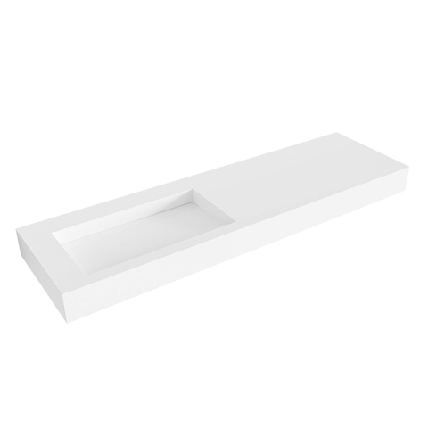 Mondiaz AVON wastafel - 160x46x12cm - wasbak links - zonder kraangat - talc (wit) SW425432