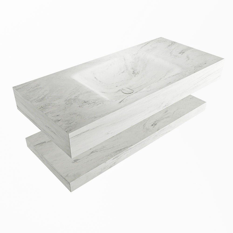 MONDIAZ ALAN - DLUX Badkamermeubelset - 100cm - planchet - Opalo - vrijhangende wastafel - wasbak midden - 1 kraangat - Opalo SW809249
