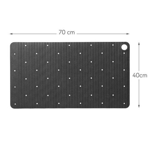 Sealskin Ribb Badmat - 40x70cm - Antislip - inclusief - zwarte haak - Antraciet SW1421060
