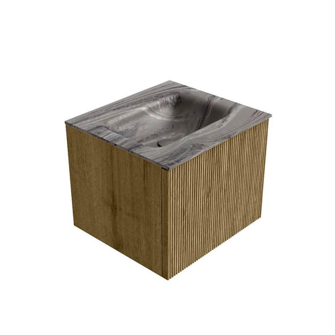 MONDIAZ KURVE-DLUX 50cm badmeubel kleur Dusk met 1 lade en 0 deuren. Wastafel GRUNNE Midden zonder kraangat Sombra. SW1433815