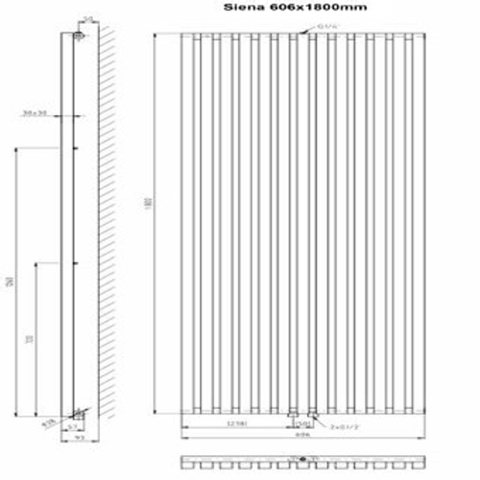 Plieger Siena designradiator verticaal enkel 1800x606mm 1422W wit 7253142