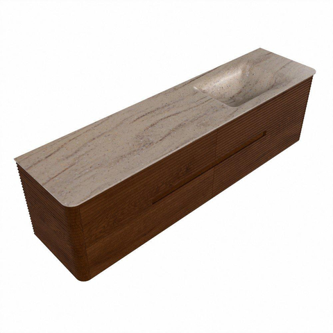 Mondiaz CIRO-DLUX Meuble de salle de bains - 180x45x50cm - Plan-vasque Solid Surface Saba - 1 vasque à droite - 1 trou de robinet - 4 tiroirs - Ruby SW1531925