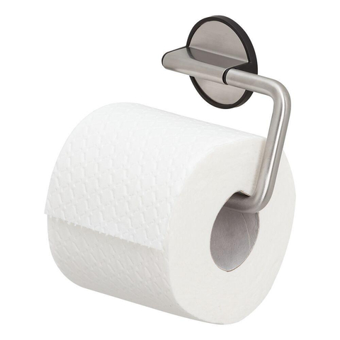 Tiger Tune Toiletrolhouder - zonder klep - zelfklevend - geborsteld RVS/zwart SW296125