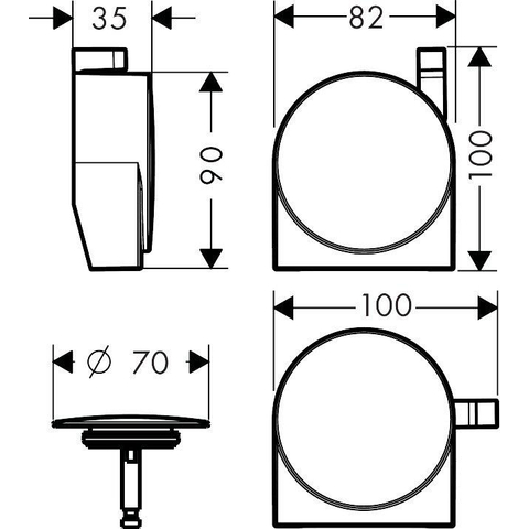 Hansgrohe Exafill S Afbouwdeel S - badvul- overloop- en afvoergarnituur - hoogglans chroom 0450284