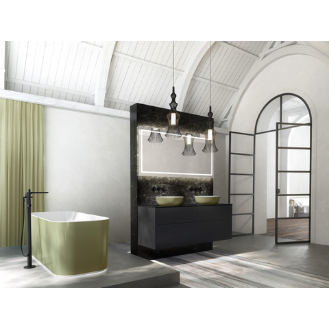 Villeroy & Boch Artis opzetwastafel - 43x43cm - zonder kraangat - zonder overloop - Sage Green (glans groen) SW644115