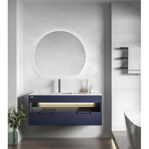 Saniclass Aura miroir – demi-rond – 100 x 85,3 cm – LED indirecte tout autour – chauffage de miroir, à intensité variable SW1152322