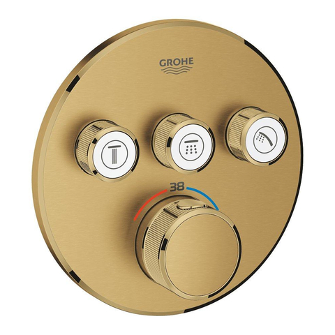 Grohe Grohtherm SmartControl Inbouwkraan - thermostatisch - met omstel voor 3 functies - rond - brushed cool sunrise (goud) SW354631