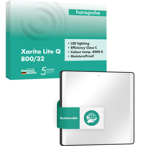 Hansgrohe Xarita Lite Q Spiegel - 80x70cm - led verlichting - Verticaal - wandschakelaar - mat zwart SW1165005