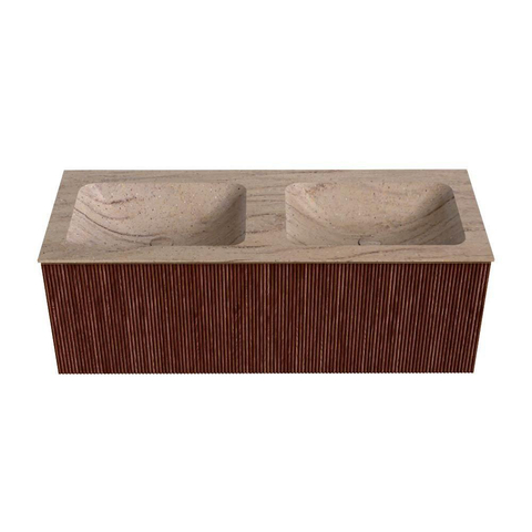 MONDIAZ KURVE-DLUX 120cm badmeubel kleur Ruby met 1 lade en 0 deuren. Wastafel LEAF Dubbel zonder kraangat Saba. SW1433491