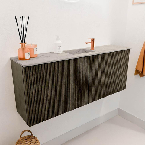 Mondiaz JOYA-DLUX 100cm toiletmeubel - kleur Shadow - Wastafel FAYE positie Midden 1 kraangat kleur Glace. SW1422776
