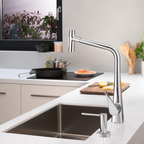 Hansgrohe Metris Select M71 M7117-h320 1-gr keukenkraan uittrekbare vuistdouche chroom SW1567388
