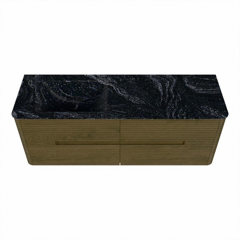 Mondiaz CIRO-DLUX Badkamermeubelset - 140x45x50cm - Solid surface wastafel Lava - 1 wasbak Links - 1 kraangat - 4 lades - Dusk SW1533040