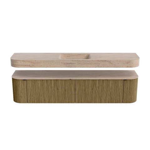 MONDIAZ THOR-DLUX 200cm meuble de salle de bains arrondi gauche + droite couleur Dusk avec 2 tiroirs et 2 portes. Vasque suspendue CLOUD Milieu 1 trou de robinet couleur Saba. SW1467228