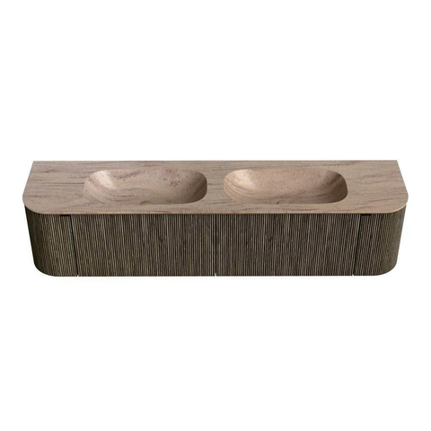 MONDIAZ KURVE-DLUX 190cm badmeubel ronding Links + Rechts kleur Shadow met 2 lades en 2 deuren. Wastafel STOR SMALL Dubbel 2 kraangaten Saba. SW1433294