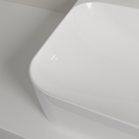 Villeroy & Boch finion wastafel onderzijde - geslepen - 1 kraangat - 60x47cm CeramicPlus - met verdekte overloop - White Alpine (glans wit) SW106476