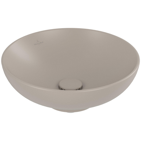 Villeroy & Boch Loop & Friends opzetwastafel - 42cm rond - met overloop CeramicPlus - mat almond (beige) SW644130