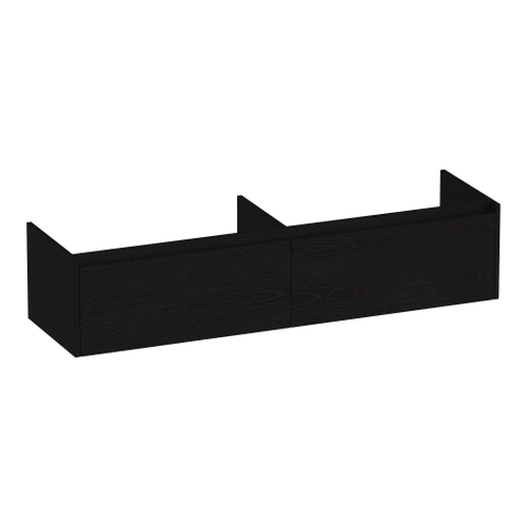 BRAUER Embrace meuble sous-lavabo - 159,8x35x45,5cm - 2 tiroirs softclose - sans poignée - 2 découpes pour siphon - Timber Black SW1200297