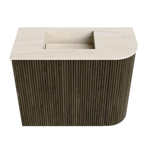 Mondiaz JOYA-DLUX Meuble de toilette 51,6cm - arrondi droit couleur Shadow - Lavabo FAYE position Gauche 1 trou de robinet couleur Meli. SW1424901