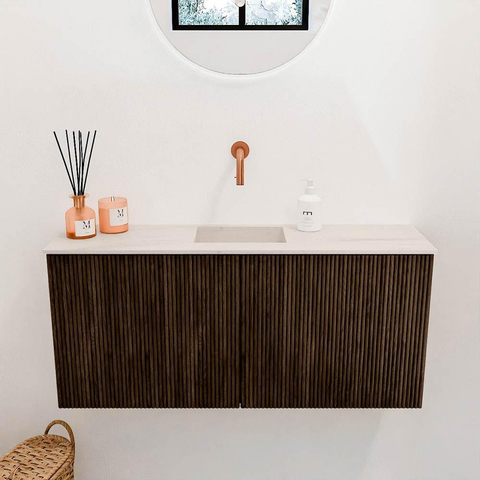 Mondiaz JOYA-DLUX 90cm toiletmeubel - kleur Walnut - Wastafel FAYE positie Midden Zonder kraangat kleur Meli. SW1424438