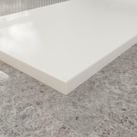 Villeroy & Boch Ecora douchebak - 160x90x4.5cm - afvoer korte zijde - stone white (wit) SW1559013