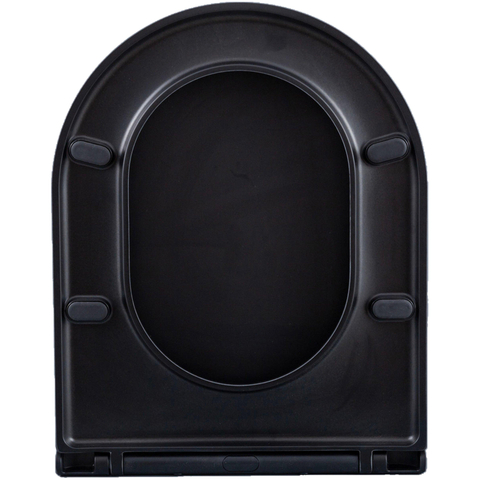 QeramiQ Dely Swirl Pack WC - 36.3x51.7cm - réservoir encastré Geberit UP320 - abattant mince - plaque de commande en métal noir mat - boutons ronds - noir mat SW1413311