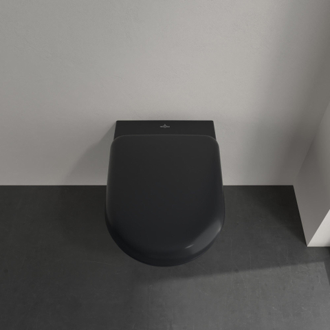 Villeroy & Boch Antao wandcloset - diepspoel - zonder spoelrand - met TwistFlush CeramicPlus - Pure Black (mat zwart) SW917841