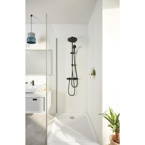Grohe Vitalio Start QuickFix 250 Flex Regendoucheset - 25cm - hoofddouche - 2 straalsoorten - ronde handdouche - 2 straalsoorten - met omstelkraan - matte black (mat zwart) SW1126462