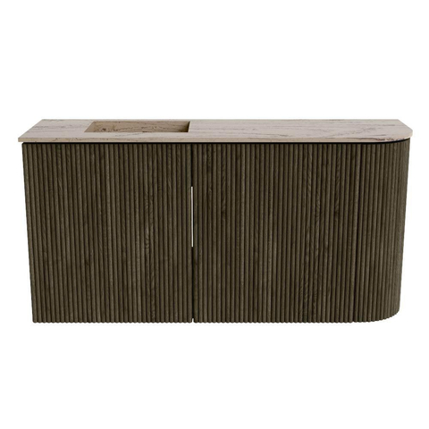 Mondiaz JOYA-DLUX Meuble de salle de bains 81.6cm - arrondi droit couleur Shadow - Vasque FAYE position Gauche Sans trou de robinet couleur Arena SW1424827