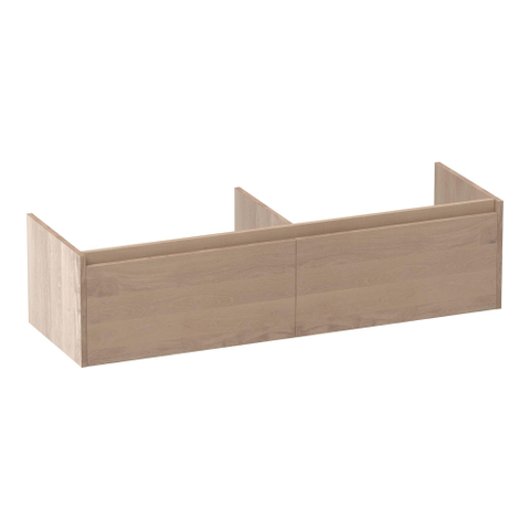 BRAUER Embrace meuble sous-lavabo - 139x35x45.5cm - 2 tiroirs à fermeture douce - sans poignées - 2 découpes pour siphon - chêne massif - chêne à lamelles naturel SW722133