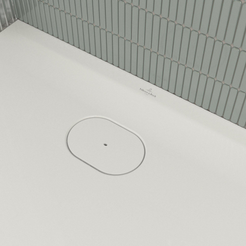 Villeroy & Boch Ecora douchebak - 120x90x3.5cm - afvoer korte zijde - white alpine (wit) SW1558995