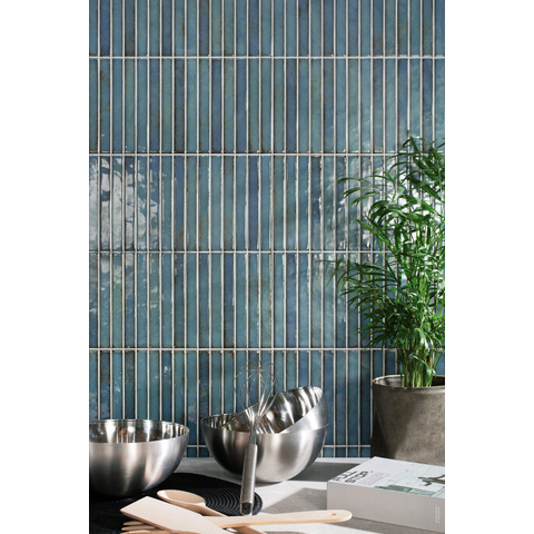 ÉCHANTILLON Terravito Gimare Carreau mural céramique - 35x35cm - 9.2mm - kitkat - Bleu SW1408452