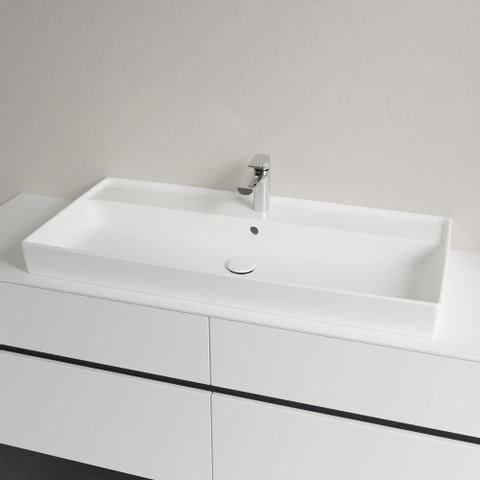 Villeroy & Boch Collaro meubelwastafel - 100x47cm - met overloop - 1 kraangat CeramicPlus - Stone White (mat wit) SW358325