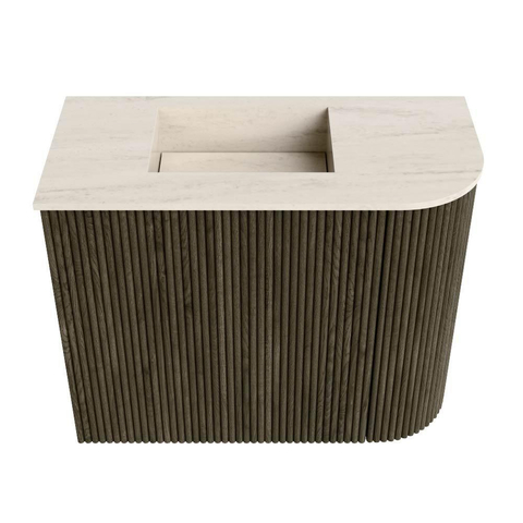 Mondiaz JOYA-DLUX 51.6cm toiletmeubel - ronding rechts kleur Shadow - Wastafel FAYE positie Links Zonder kraangat kleur Meli. SW1424912