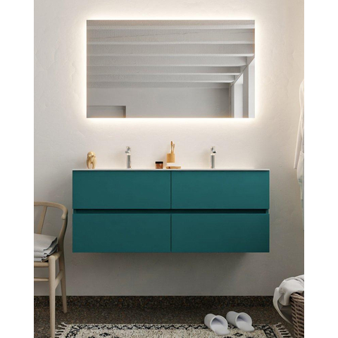 ENSEMBLE DE MEUBLE MONDIAZ VICA - 120 cm - 4 tiroirs - lavabo Cloud double - 2 trous de robinet - solid surface smag SW411328
