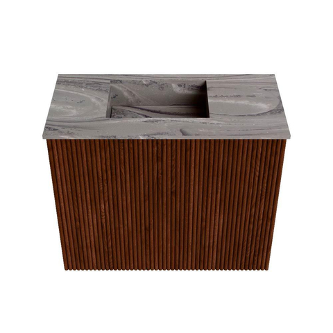 Mondiaz JOYA-DLUX 50cm toiletmeubel - kleur Ruby - Wastafel FAYE positie Links 1 kraangat kleur Sombra. SW1425645