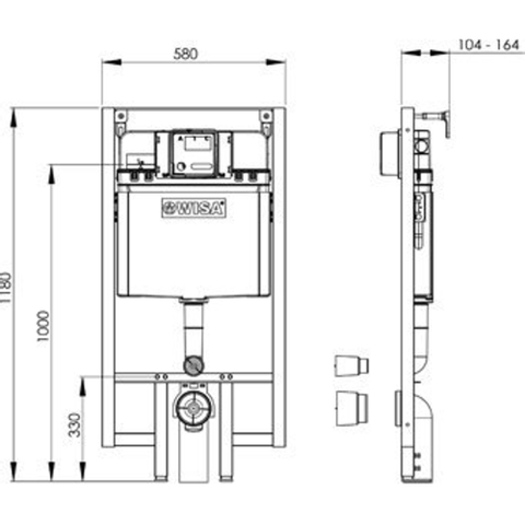 Wisa XF WC-element DF frontbediend incl. isolatiemat H1180mm OUTLETSTORE STORE45337