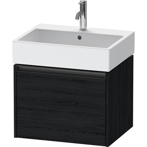 Duravit Ketho.2 Wastafelonderbouwkast - met 1 lade - 58.4x46x44cm - met greep antraciet - eiken zwart mat SW772861