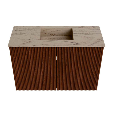 Mondiaz JOYA-DLUX 60cm meuble de salle de bains - couleur Ruby - Vasque FAYE position Milieu Sans trou de robinet couleur Arena. SW1425258