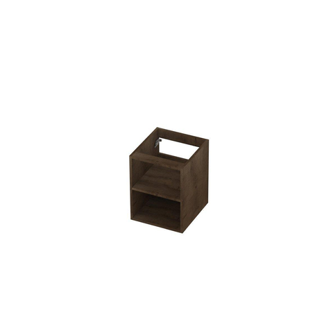 INK Fineer Badkameronderkast - 40x45x52cm - open regaal - 2 laden - greeploos - fineer chocolate SW493433