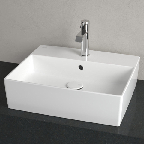 Villeroy & Boch memento 2.0 opzetwastafel - 50x42cm - met 1 kraangat - met overloop - White Alpine (glans wit) SW479653