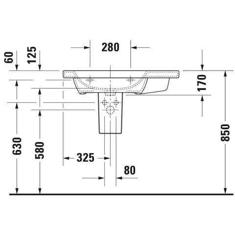 Duravit Durastyle Meubelwastafel asymmetrisch - met 1 kraangat links - 80x48cm - met wondergliss - wit SW54162