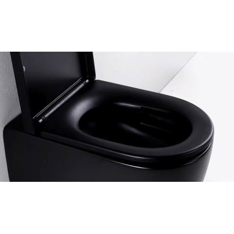 QeramiQ Dely WC suspendu – sans bride – profondeur 51,7 cm – avec abattant fin (slim) softclose – noir mat SW1417421