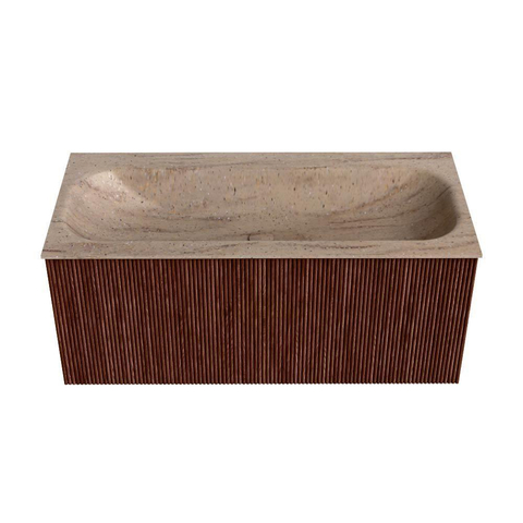 MONDIAZ KURVE-DLUX Meuble de salle de bains 100 cm couleur Ruby avec 1 tiroir et 0 porte. Lavabo BIG MEDIUM Central 1 trou de robinet Saba. SW1433468