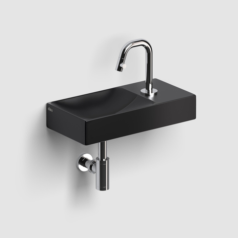 Clou Vale lavabos céramique lavabo 38x19x7cm trou de robinet à droite noir mat SW451469